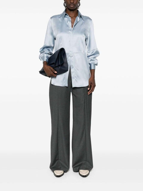 Brunello Cucinelli Gray Silk Shirt