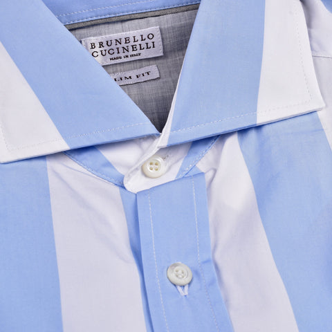 Brunello Cucinelli Light Blue Cotton Shirt