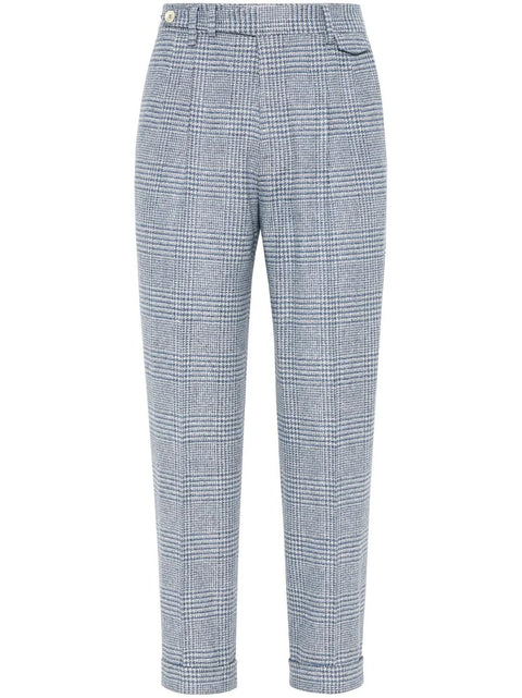 Brunello Cucinelli Light Blue Wool Casual Pants