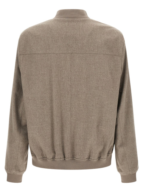 Brunello Cucinelli Light Flannel Bomber Jacket