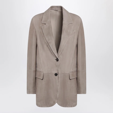 Brunello Cucinelli Light brown suede single-breasted blazer