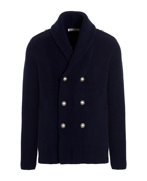 Brunello Cucinelli Navy Blue Wool Sweater