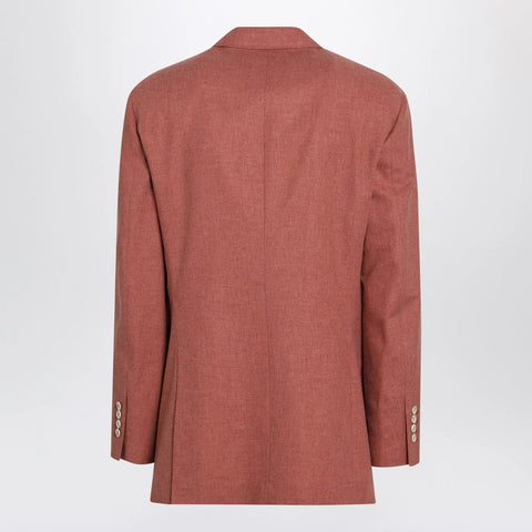Brunello Cucinelli Peach double-breasted wool-blend jacket
