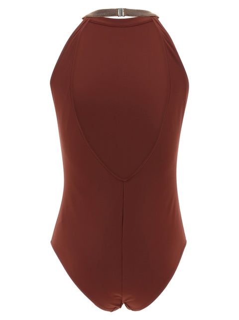 Brunello Cucinelli Precious Collar One-piece Swimsuit