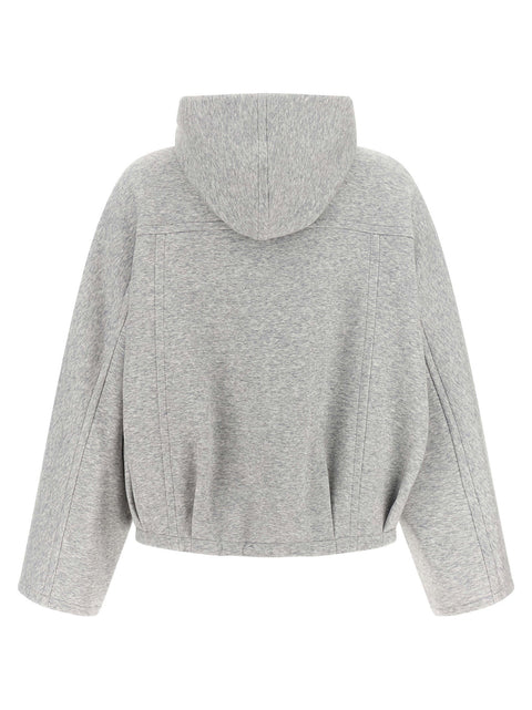 Brunello Cucinelli Shiny Zipper Pull Cropped Hoodie