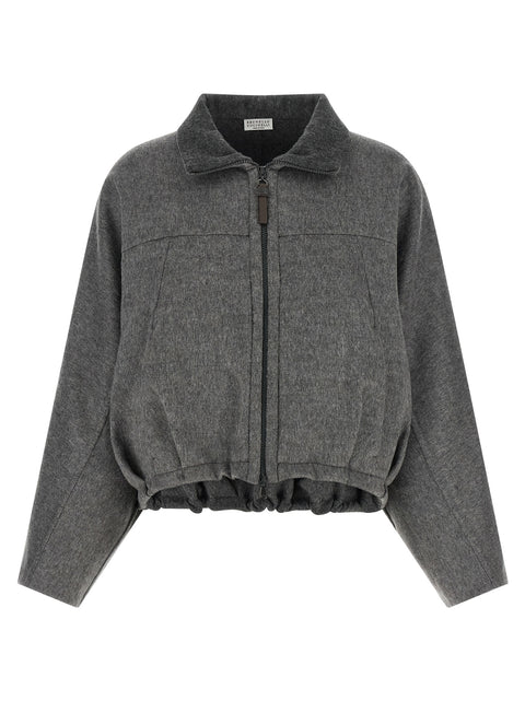 Brunello Cucinelli Shiny Zipper Pull Jacket