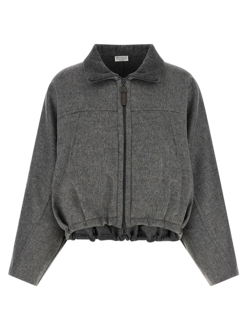 Brunello Cucinelli Shiny Zipper Pull Jacket