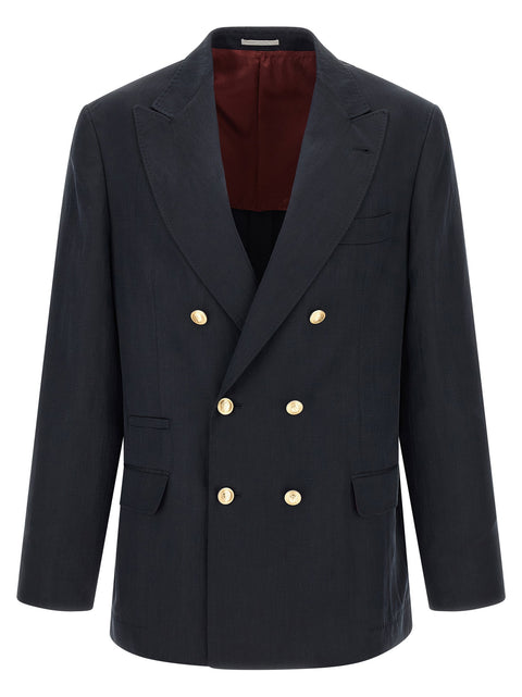 Brunello Cucinelli Silk Twill And Linen Délavé Blazer