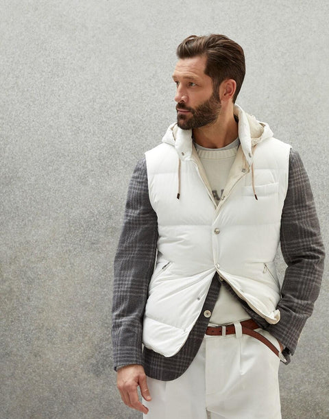Brunello Cucinelli White Polyamide Sleveless Jacket