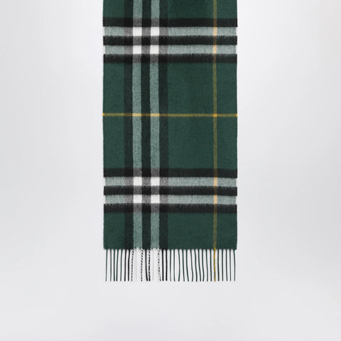 Burberry Cashmere Check scarf in dark fern green