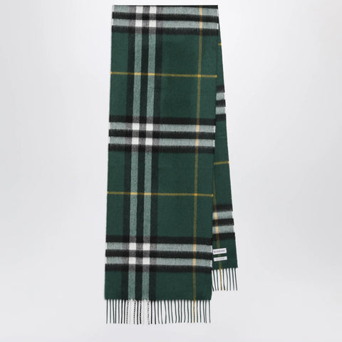 Burberry Cashmere Check scarf in dark fern green