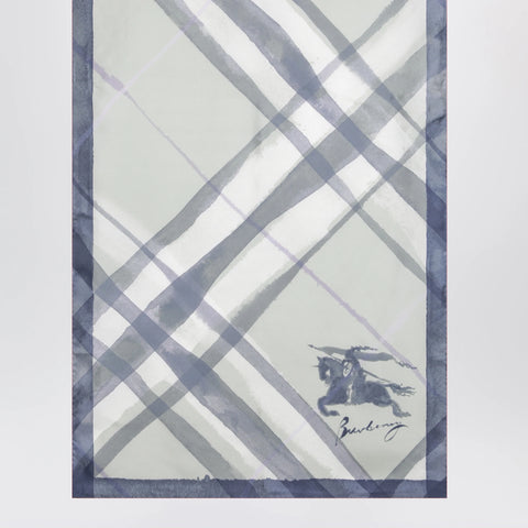 Burberry Large watercolour Check silk scarf in green