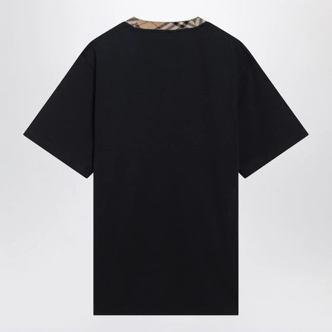 Burberry Navy T-shirt with Check trims