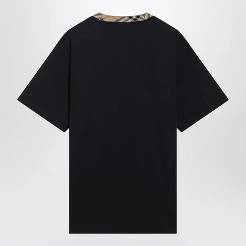 Burberry Navy T-shirt with Check trims