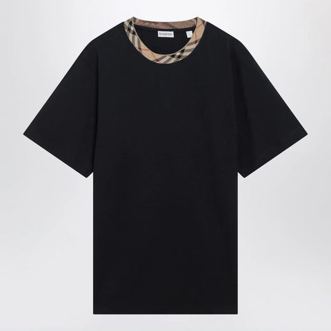 Burberry Navy T-shirt with Check trims
