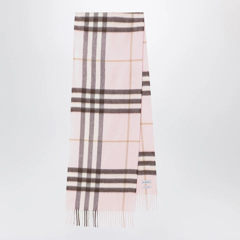 Burberry Pink cashmere scarf with a checked pattern
