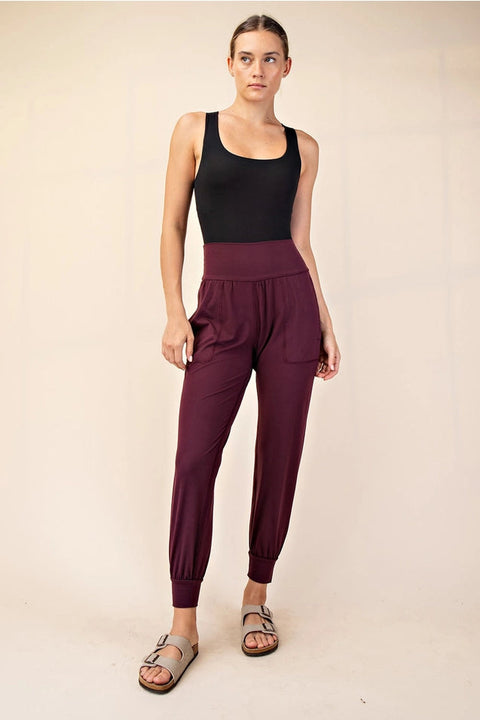 Butter Soft Joggers with Pockets Cassis-Joggers-Rae Mode-S-Urbanheer