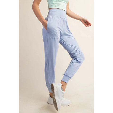 Butter Soft Joggers with Pockets Pastel Blue-Joggers-Rae Mode-S-Urbanheer