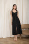 Button Down Sleeveless Split Hem Linen Midi Dress
