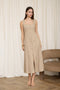 Button Down Sleeveless Split Hem Linen Midi Dress