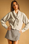 Button Front Sweater Jacket with Tied Collar