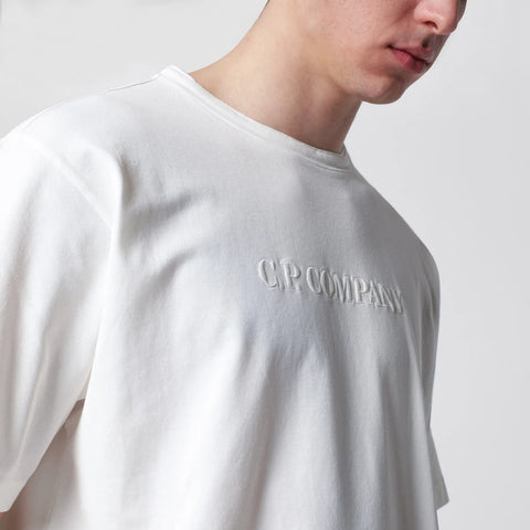 C.P. Company White T-shirt with embroidered logo