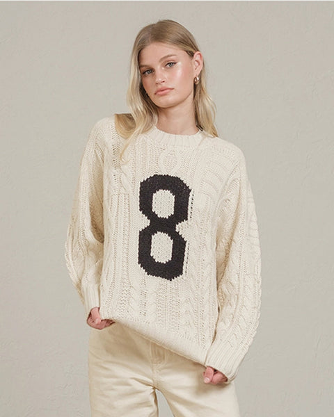 Cable Knit Varsity Sweater