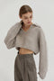 Carter Waffle Polo Sweater Knit Top H. GREY-Top-Crescent-XS-H. GREY-Urbanheer