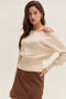 Cassie Cinched Waist Boatneck Sweater Top