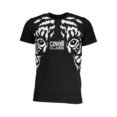 Cavalli Class Black Cotton T-Shirt-Cavalli Class-XL-Urbanheer
