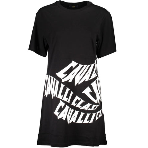 Cavalli Class Black Cotton Women Dress-Cavalli Class-XS-Urbanheer