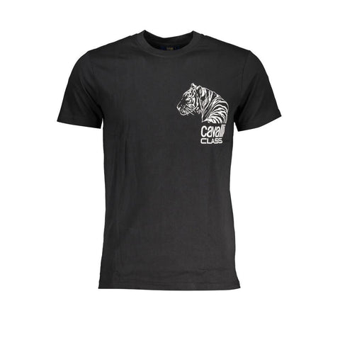 Cavalli Class Tiger Head Chest Motif T-shirt Black