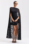 Chiffon Jacquard Maxi-Cape Mini Dress