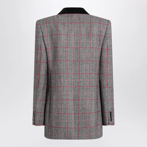 Chloé Black/white checkered wool double-breasted blazer