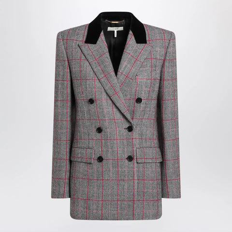 Chloé Black/white checkered wool double-breasted blazer