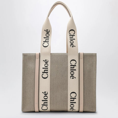 Chloé Medium Woody tote bag in beige canvas