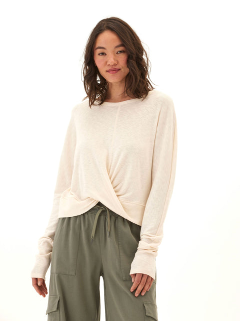 Chloe Textured Jersey Twist Dolman Top