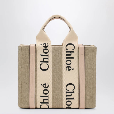 Chloé Woody little bag in beige canvas