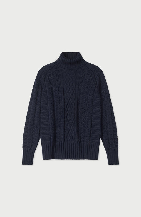 Chunky Merino Roll Neck Cable Jumper