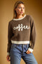 Coffee Letter Waffle Sweater Top