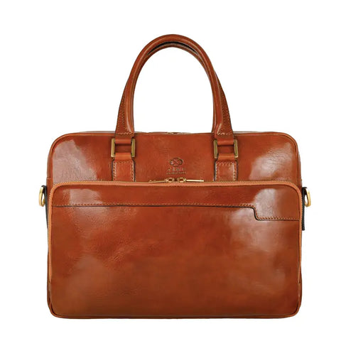Cognac Leather Briefcase Laptop Bag - Orlando-Tote Bag-Time Resistance-Cognac-Urbanheer