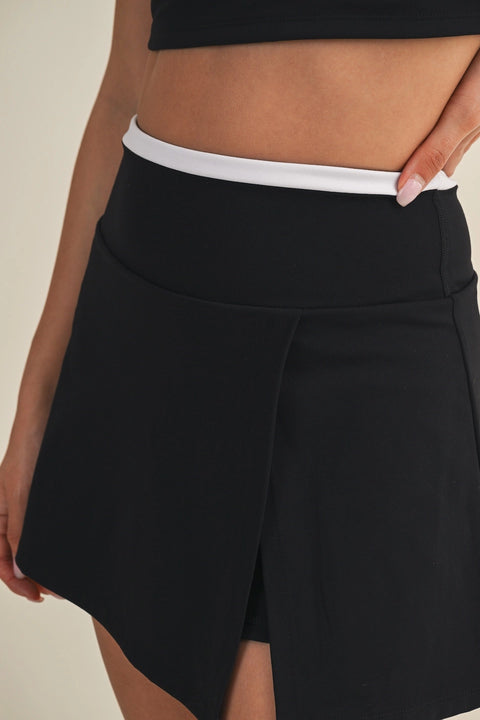 Contrast Binding Skort with Slit - Black