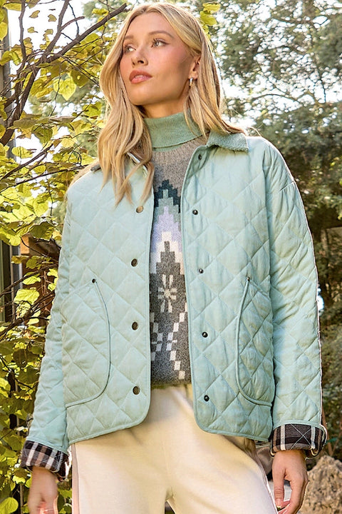 Contrast Quilted Jacket Soft Blue-Jacket-Mystree-S-Soft Blue-Urbanheer