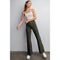 Cotton Stretch Twill Double Button Up Flared Pants Olive-Pants-Rae Mode-S-Urbanheer
