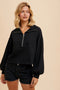Cotton Thermal Cropped Half Zip Pullover Black-Pullover-In Loom-S-Urbanheer
