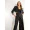 Cropped Power Shoulder Blazer - Black