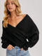 Crossover Ribbed Pullover Sweater