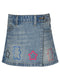Denim Wrap Skort w/ Rhinestone Detail