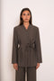 Diana Belted Double-Breasted Jacket with No Lapels