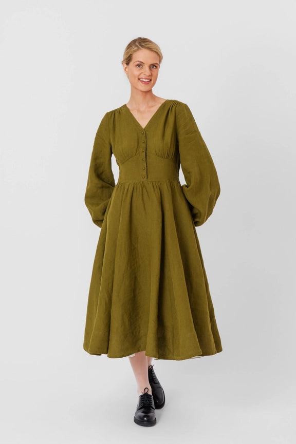 Diane Dress, Long Sleeve Rosemary Green from Son de Flor exclusive at –  Urbanheer